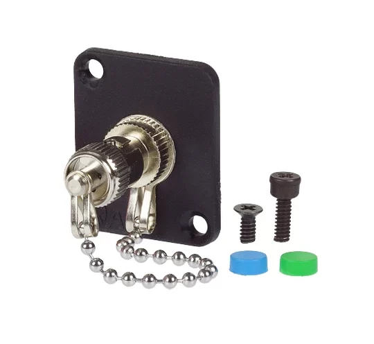 Fibre Systems | ST Singlemode Simplex Metal Adapter, Zirconia Sleeve w/ Metal Dust Cap & Chain ST Singlemode Simplex Metal Adapter, Zirconia Sleeve w/ Metal Dust Cap & Chain