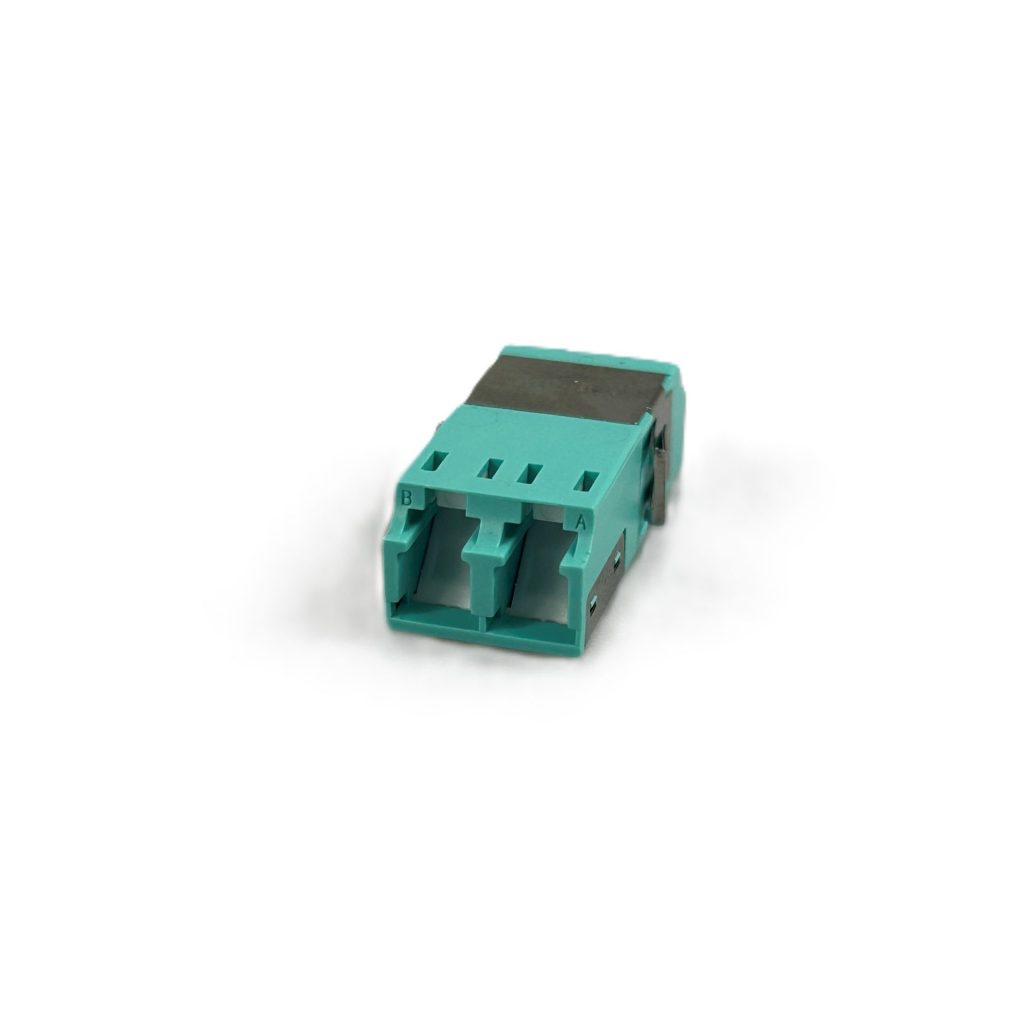 Fibre Systems | Adapter,LC Duplex, M/Mode shuttered Unibody, Aqua Adapter,LC Duplex, M/Mode shuttered Unibody, Aqua