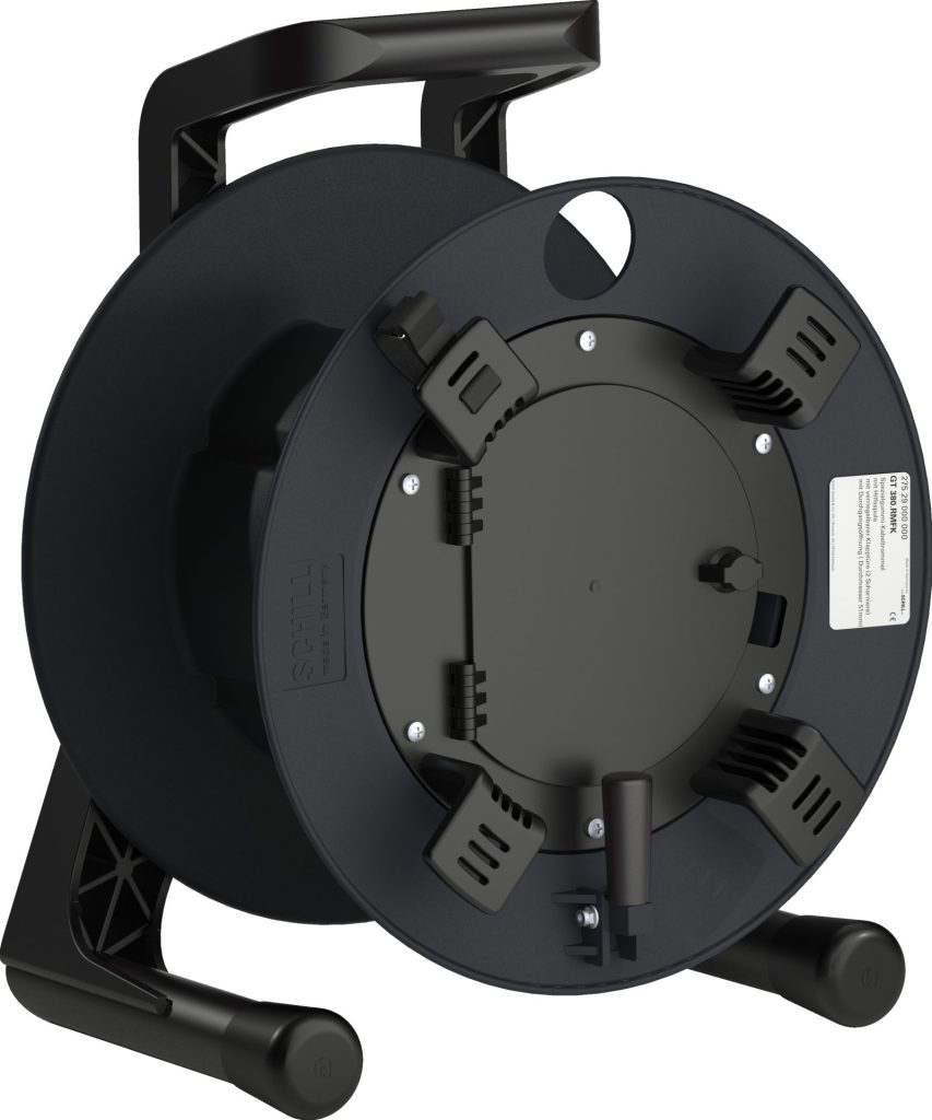 Fibre Systems | Schill GT380 Series Cable Reel With Coiling Flange Medium Black Schill GT380 Series Cable Reel With Coiling Flange Medium Black