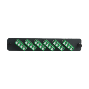Fibre Systems | Adapter Plate, Loaded, LC/APC Quad, S/Mode shuttered Unibody, Green