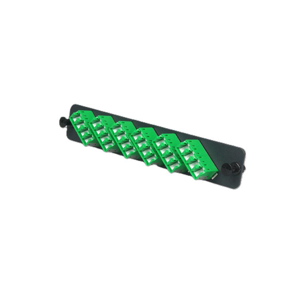 Adapter Plate, Loaded, LC/APC Quad, S/Mode shuttered Unibody, Green